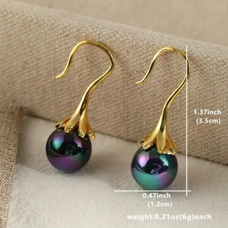 Women's retro fashion electroplated alloy earrings with imitation gold colour finish