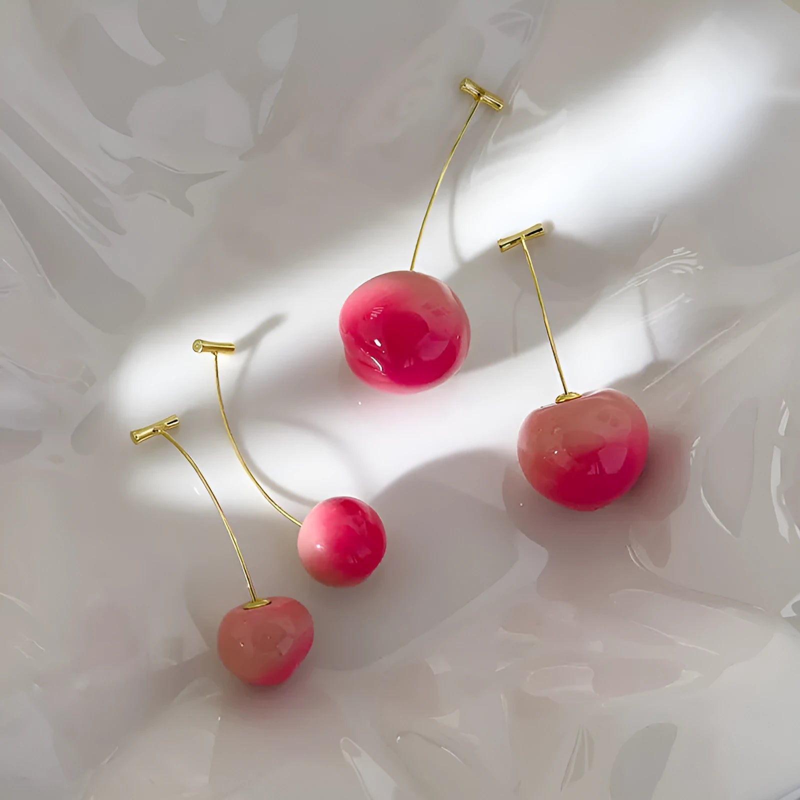 Acrylic peach fruit earrings in small or large peach styles with copper posts
