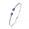 Copper bracelet with zircon inlay in simple design available in white or blue colour options