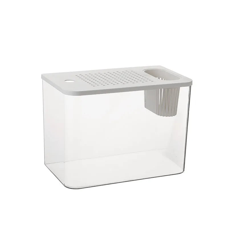 Medium black plastic betta tank with removable cover measuring 32cm long