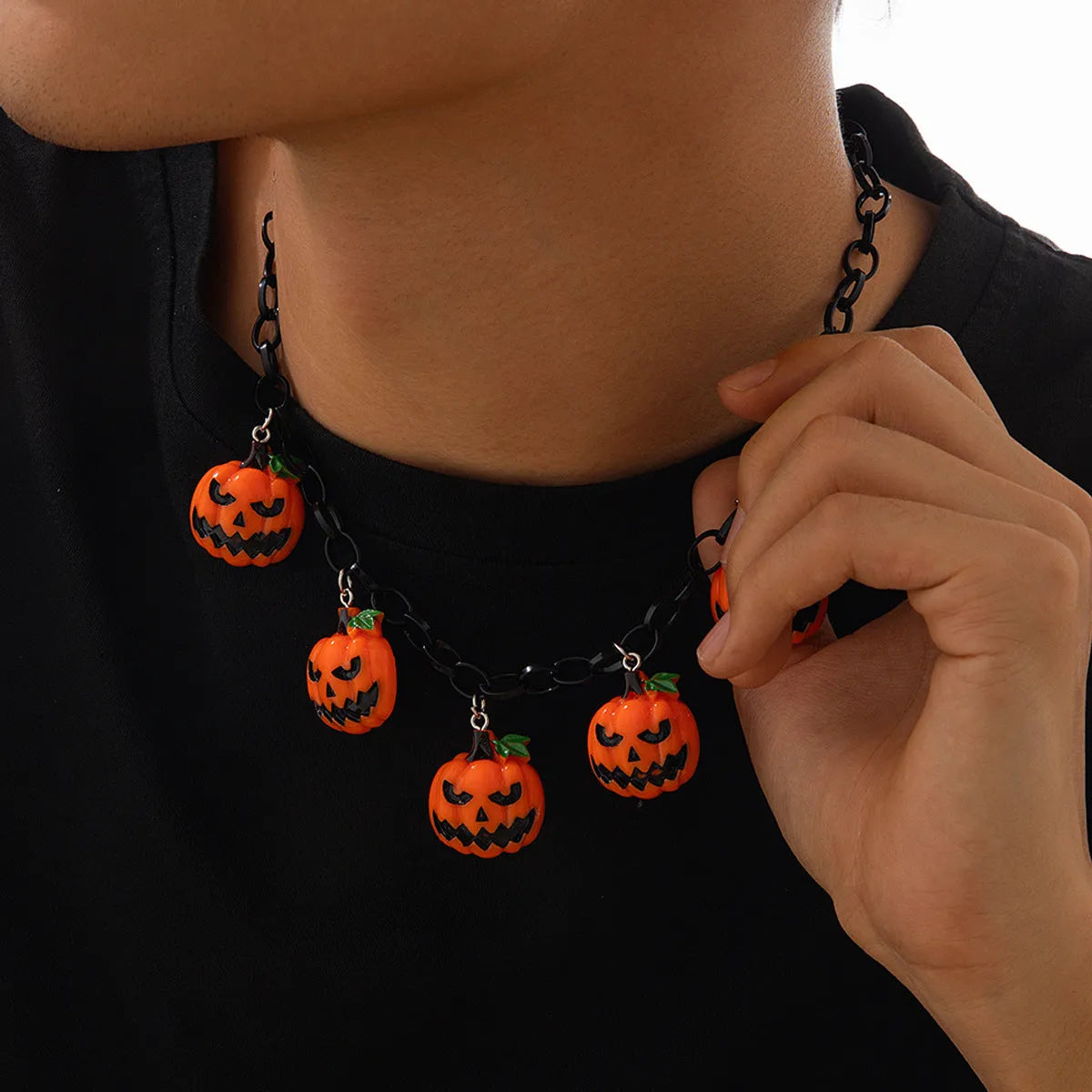Halloween ghost pumpkin necklace with cartoon pendant in mixed colour 06705