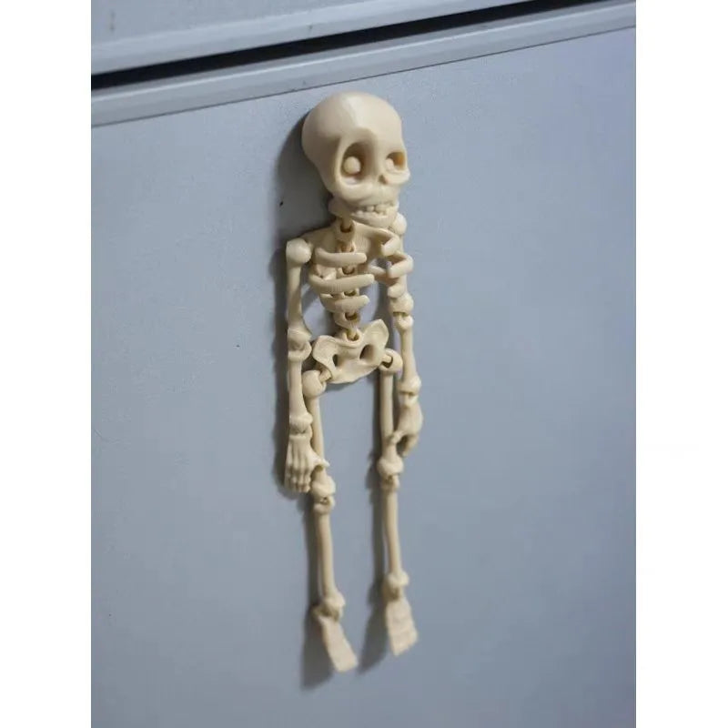 3D printed white skull refrigerator magnet showing detailed design and 18cm height