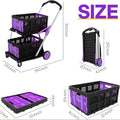Foldable double basket shopping cart in blue, showing its two-layer design and collapsible frame.