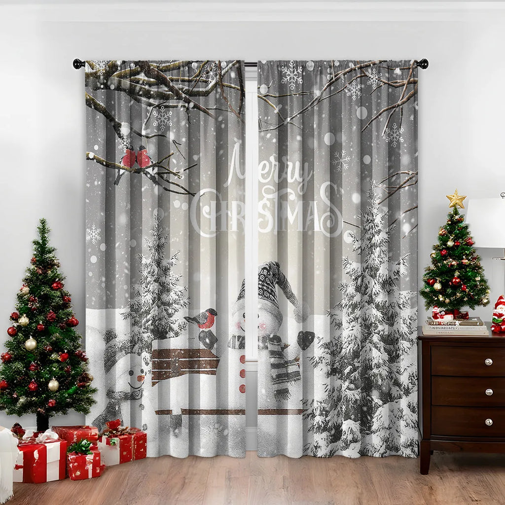 3D digital printed Christmas curtains in European colour designs with high sunshade function