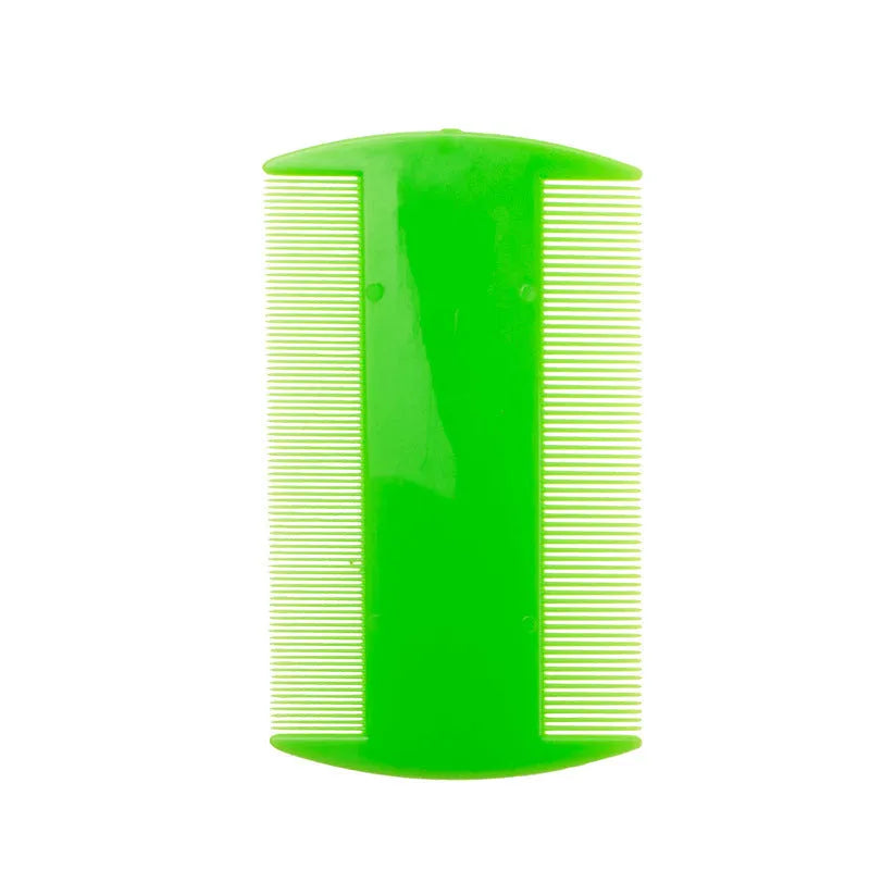 A plastic fine-toothed double-edged lice and flea comb shown in one of its eight available colour options.