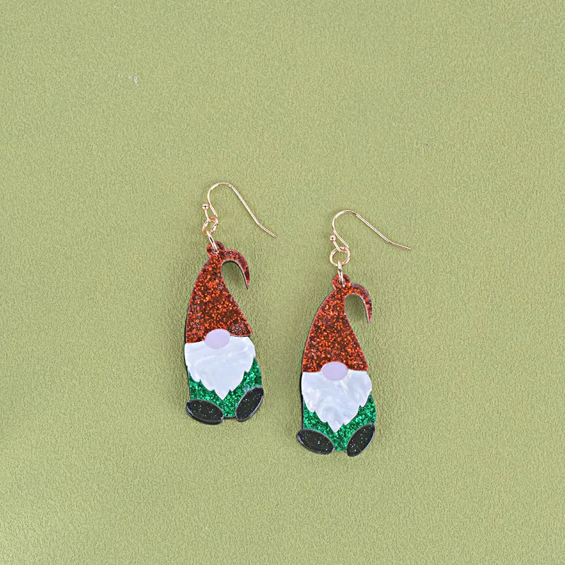 Cartoon Santa Claus acrylic fashion earrings in red, green or mixed colour options