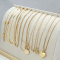 Gold women's necklace set with snake bones chain and adjustable length from 21cm to 50cm