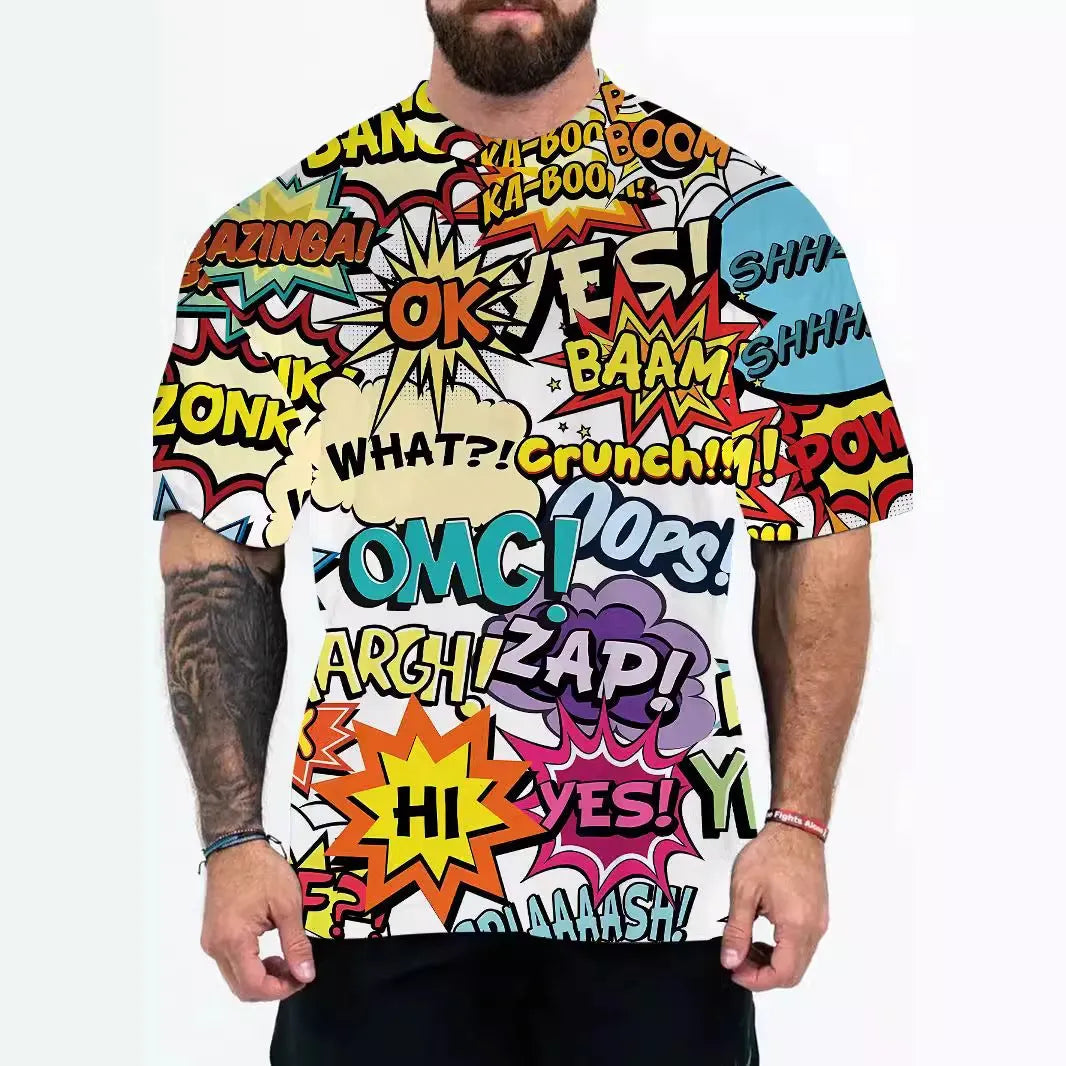 Men's loose fit short sleeve t-shirt with a choice of coloured letters print or eagle head print on front
