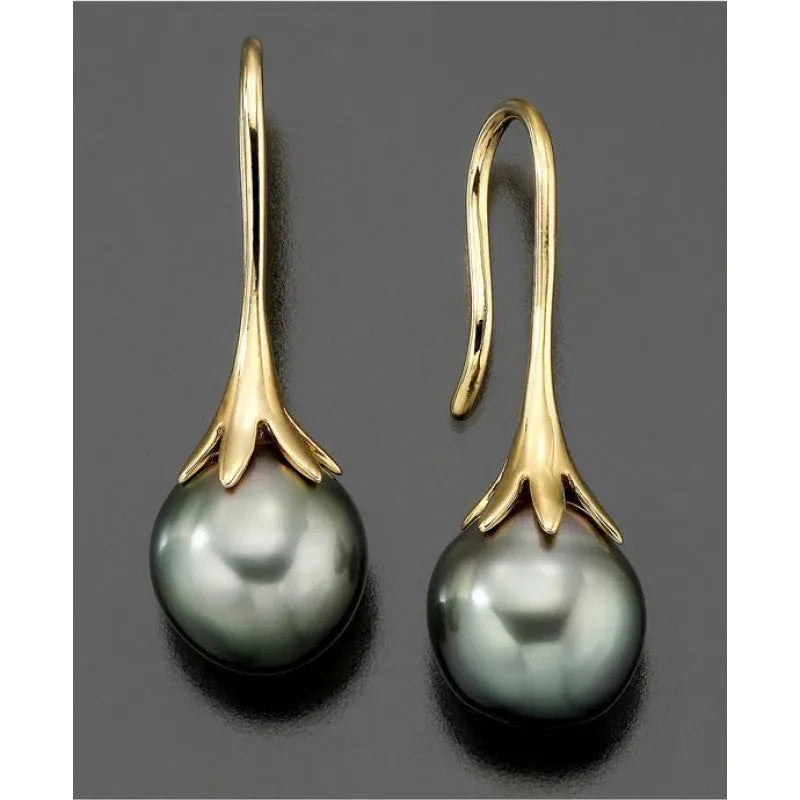 Women's retro fashion electroplated alloy earrings with imitation gold colour finish