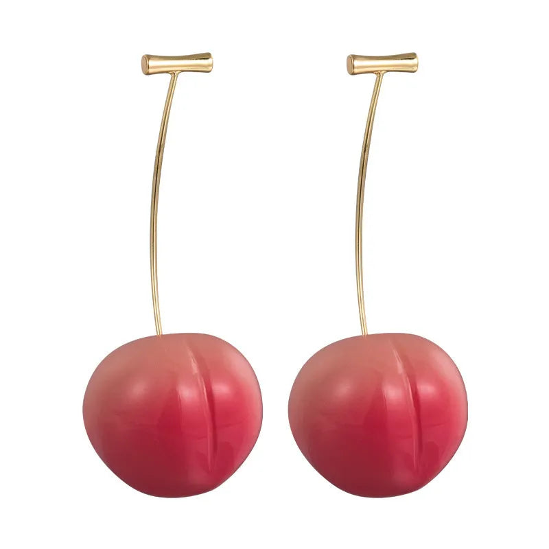 Acrylic peach fruit earrings in small or large peach styles with copper posts