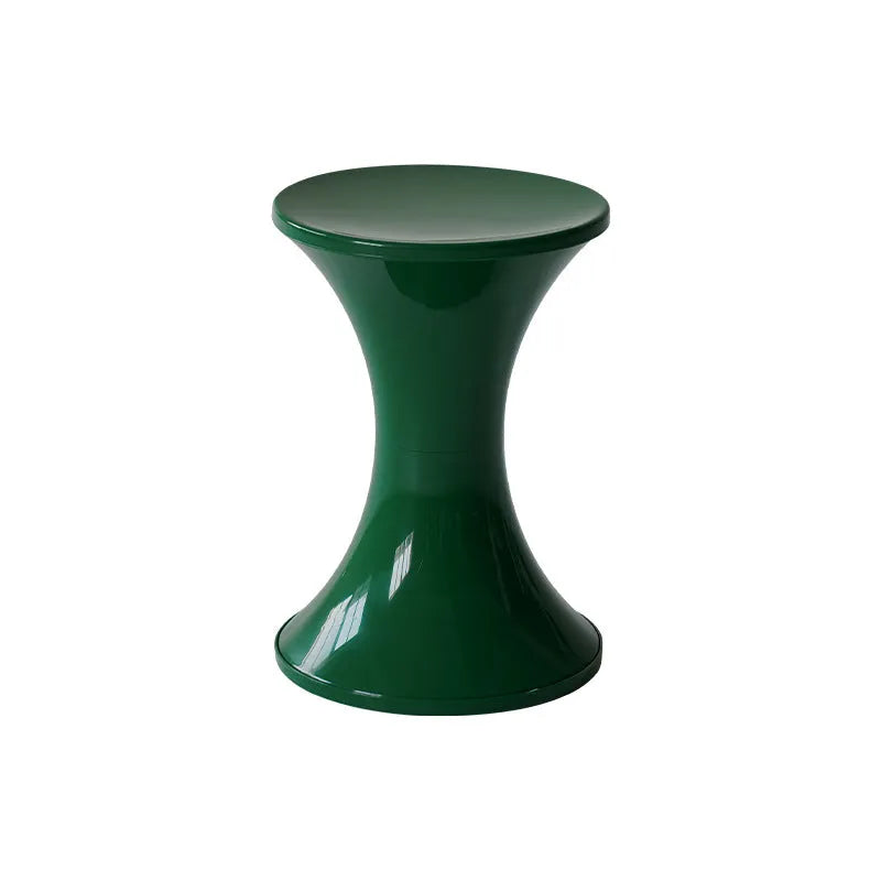 Plastic hourglass-style shoe changing stool shown in one of five colour options.