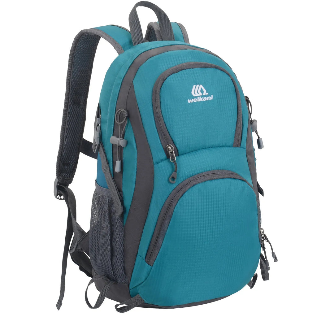 Black Oxford cloth 20-litre multi-functional backpack with air pillow belt straps for outdoor sports.