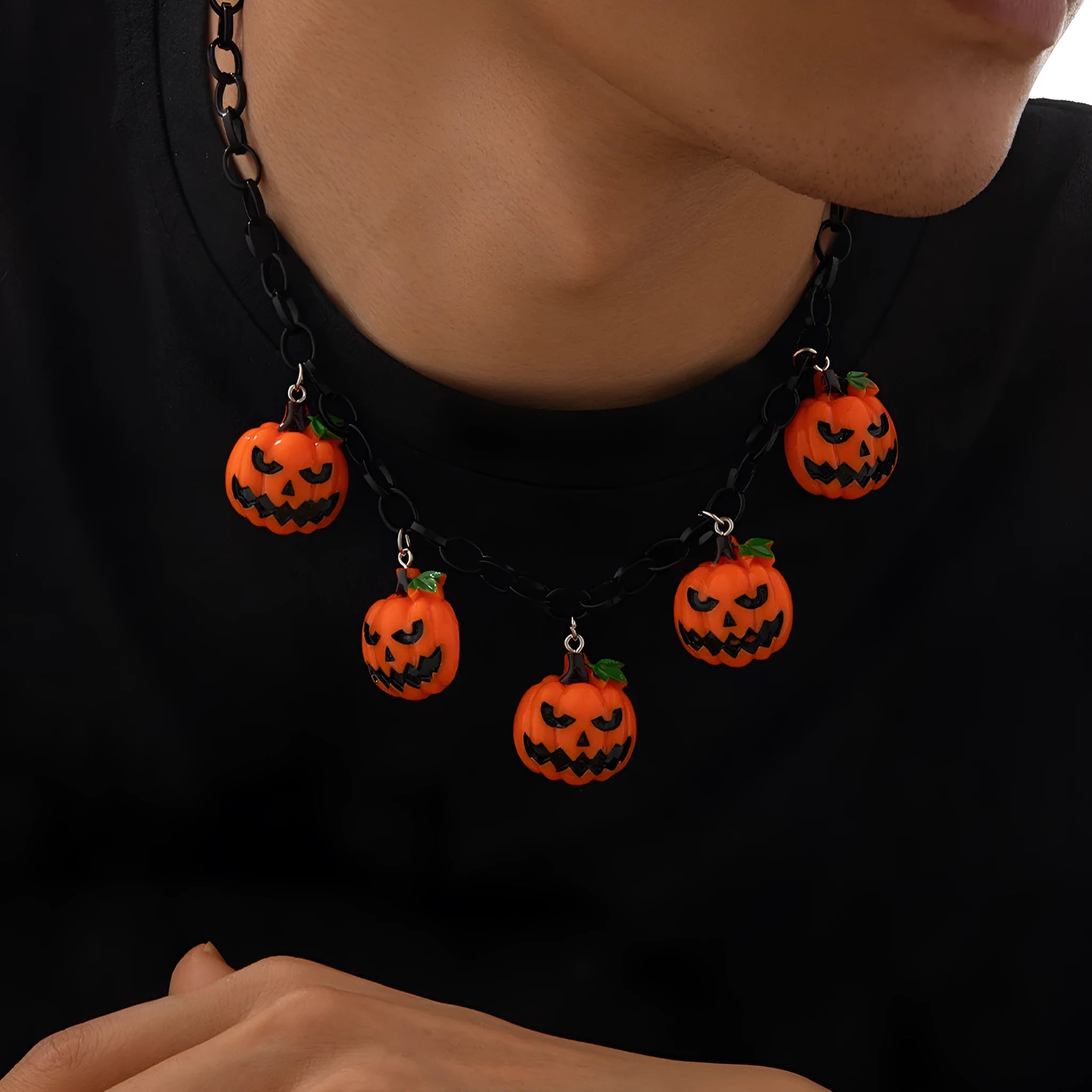 Halloween ghost pumpkin necklace with cartoon pendant in mixed colour 06705