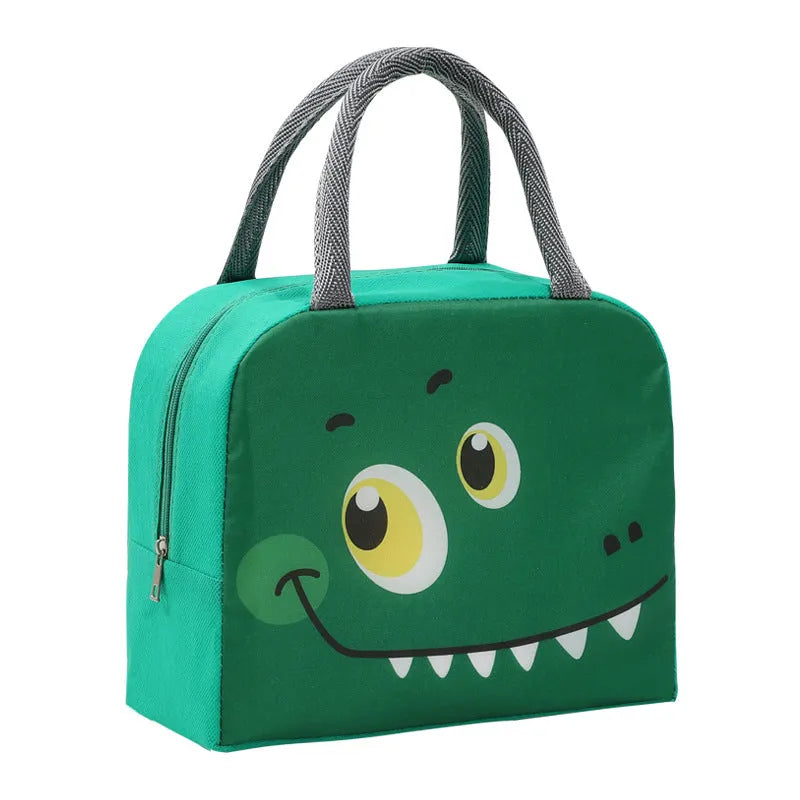 Orange bear cartoon insulated lunch bag for children with thick aluminum foil lining