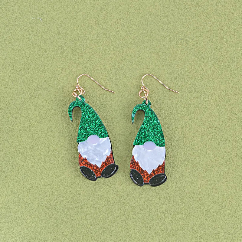 Cartoon Santa Claus acrylic fashion earrings in red, green or mixed colour options