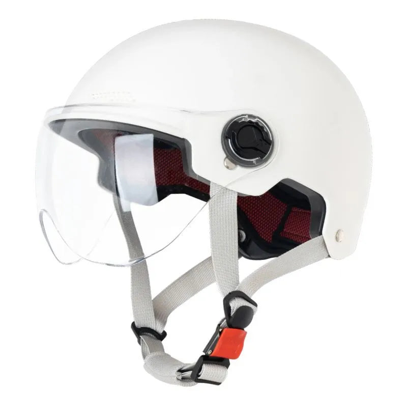 3C certified polypropylene electric motorcycle helmet with sun shield in Ice Crystal Gray colour