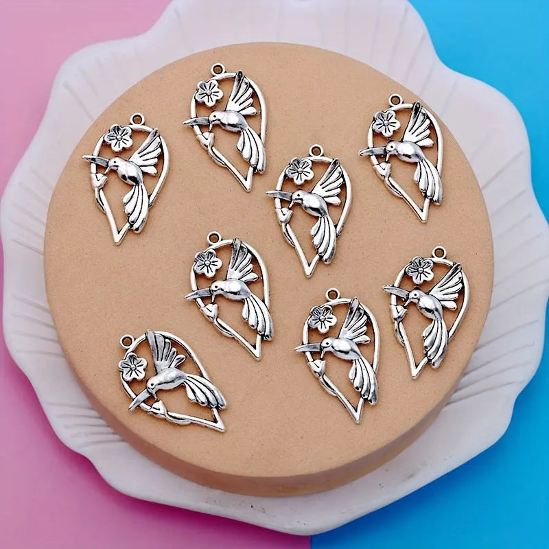 Alloy magpie pattern pendant with electroplated P234 finish for DIY jewellery making