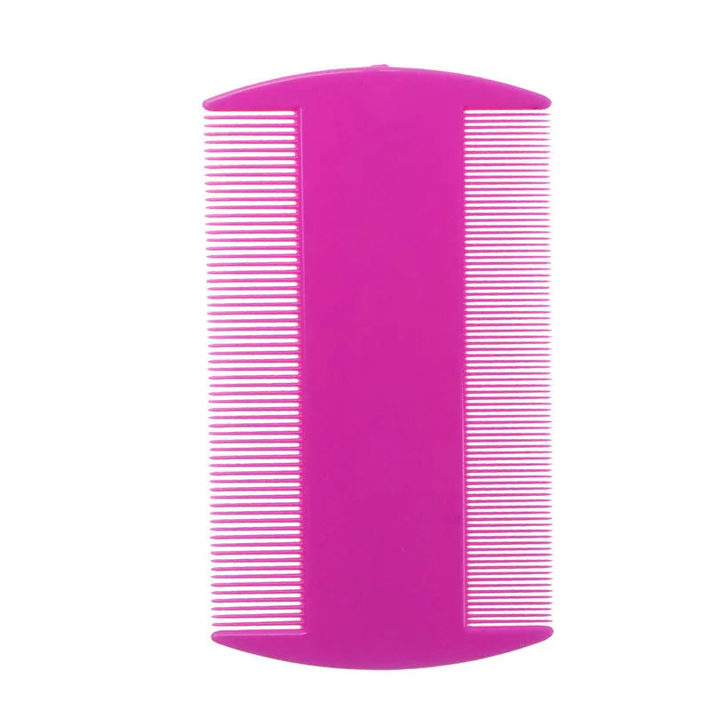 A plastic fine-toothed double-edged lice and flea comb shown in one of its eight available colour options.