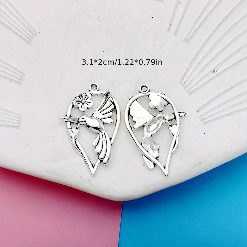 Alloy magpie pattern pendant with electroplated P234 finish for DIY jewellery making
