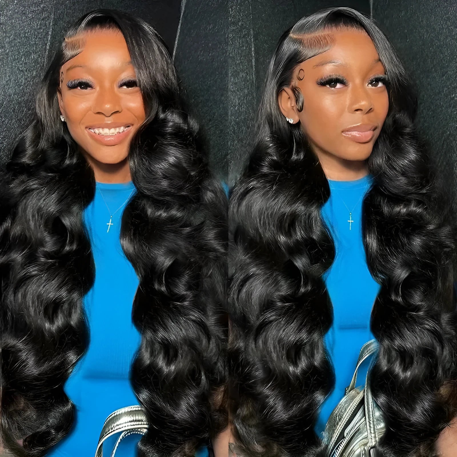 Black lace wig cap with big wave texture made from heat-resistant synthetic fibre