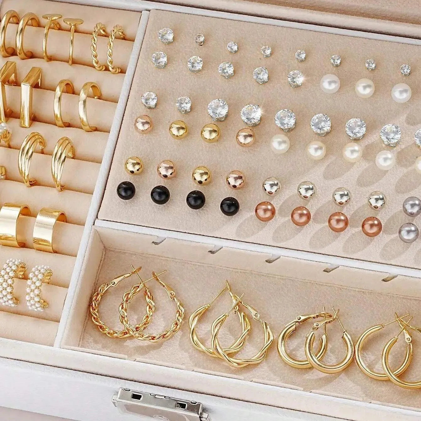 108 gold and yellow geometric alloy earrings with round pearl elements