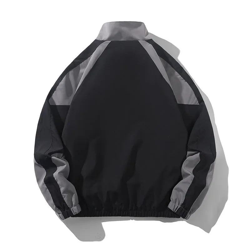 Men's casual jacket with contrast stitching in polyester fabric for spring and autumn outdoor wear