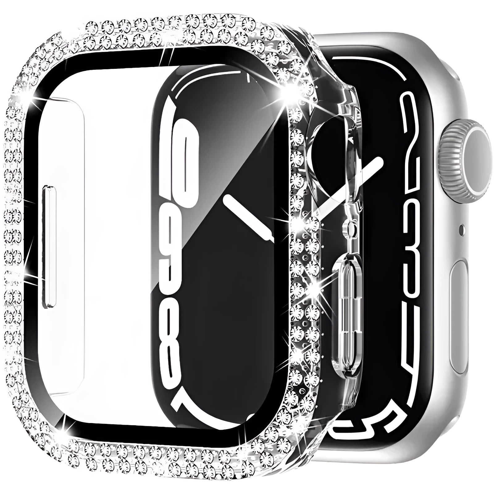 Apple Watch case with double diamond glass peep-proof screen protector in multiple colour options