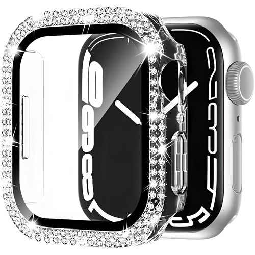 Apple Watch case with double diamond glass peep-proof screen protector in multiple colour options