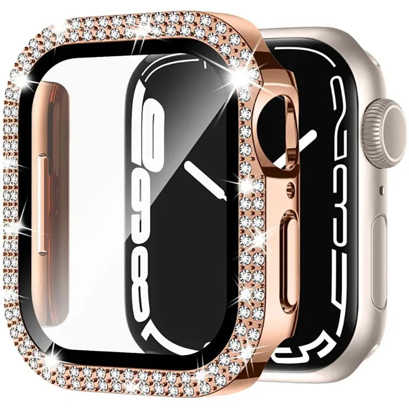 Apple Watch case with double diamond glass peep-proof screen protector in multiple colour options