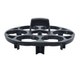 Black plastic egg holder rack with modern design for kitchen organisation.