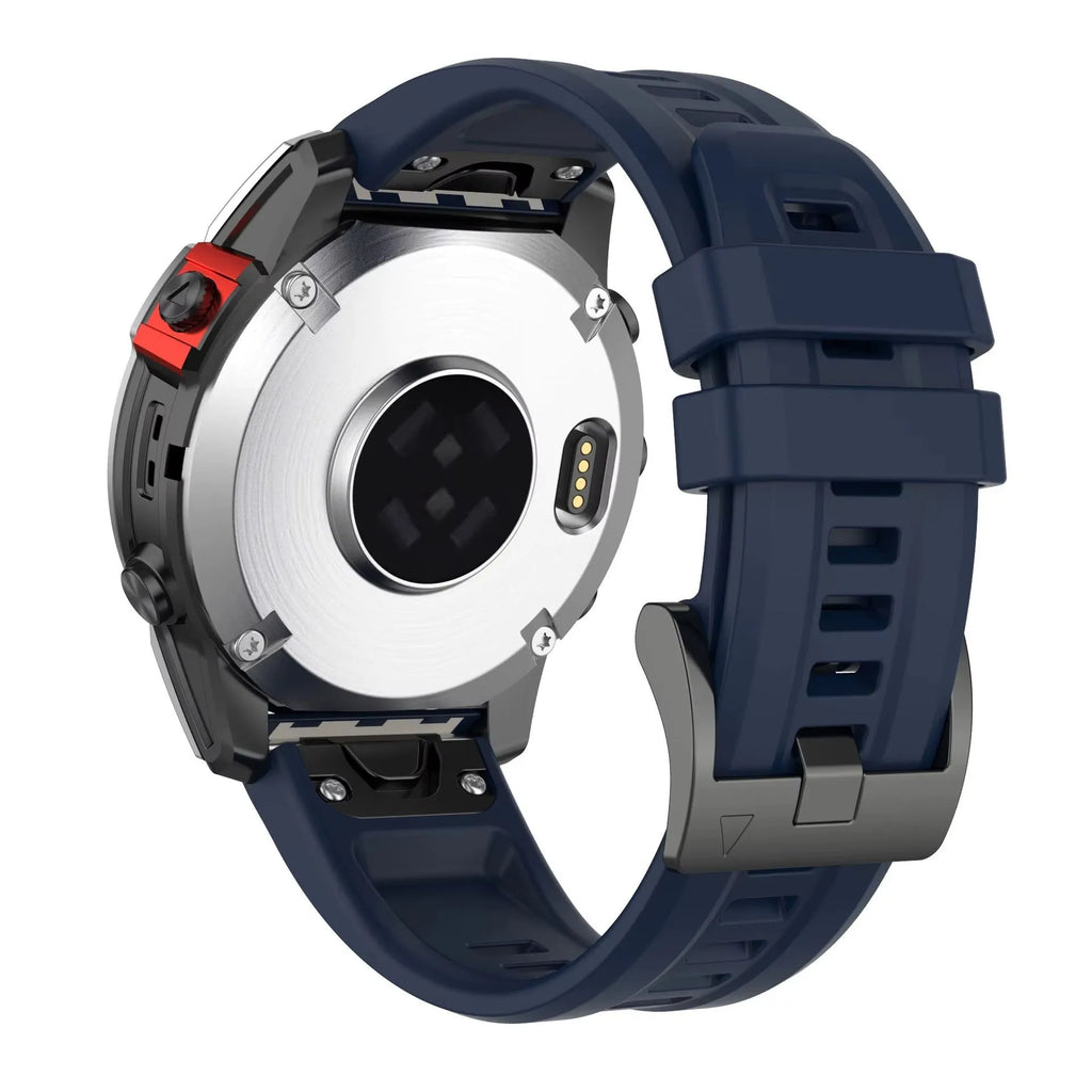 Jiaming Fenix7 quick release silicone watchband in multiple colours showing sports style and sizing options