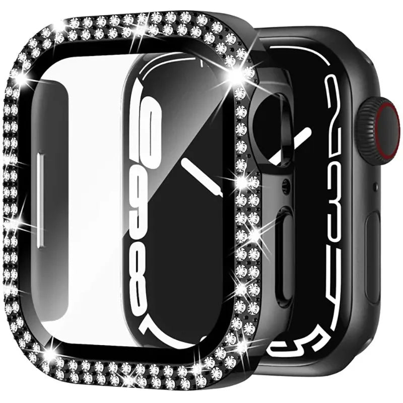 Apple Watch case with double diamond glass peep-proof screen protector in multiple colour options