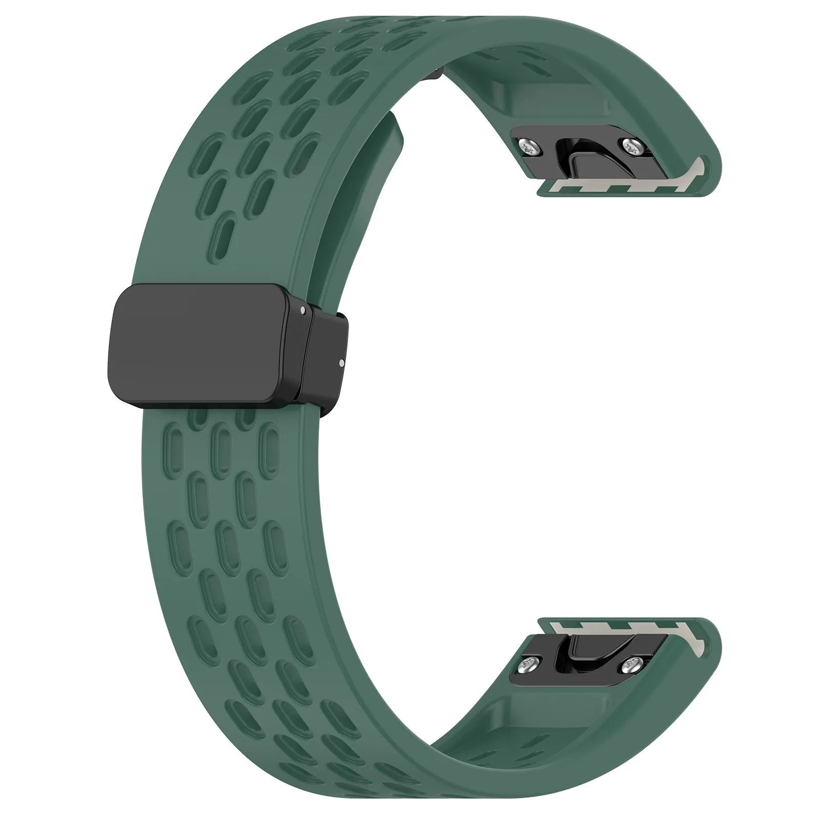 Garmin Fenix quick release replacement watch strap in multiple colours with included screwdriver tool on a white background.