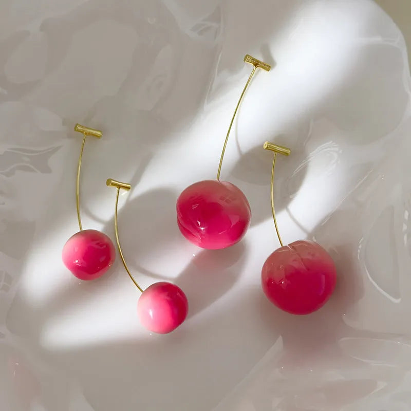 Acrylic peach fruit earrings in small or large peach styles with copper posts