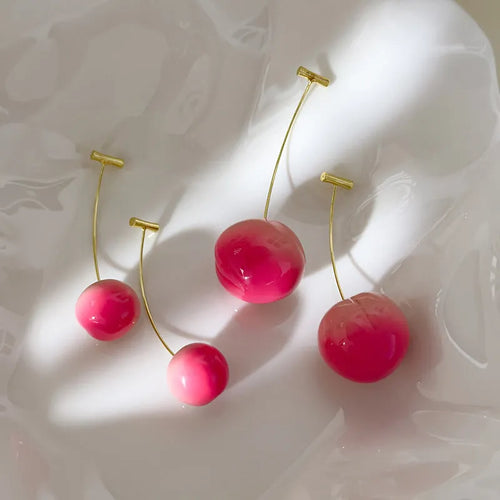 Acrylic peach fruit earrings in small or large peach styles with copper posts