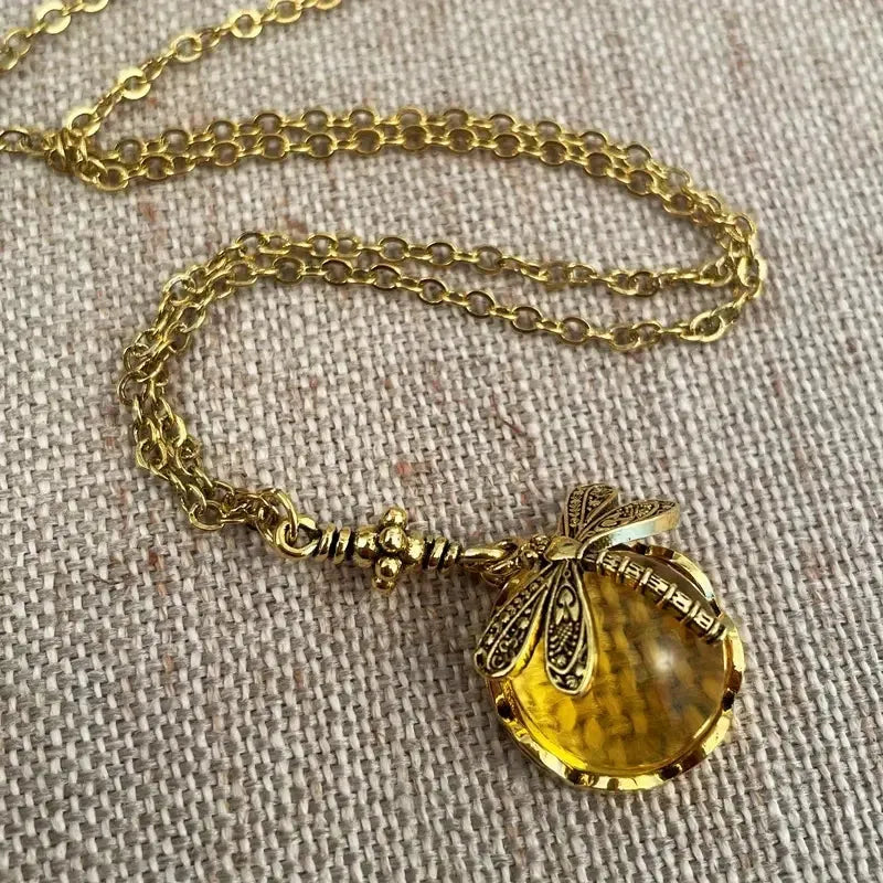 Hand carved dragonfly pendant necklace with vintage bronze finish on 925 sterling silver