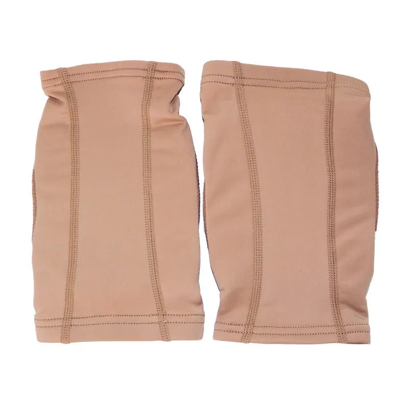 Black and skin colour ballet dance knee pads for yoga and exercise in five sizes from XS to XL