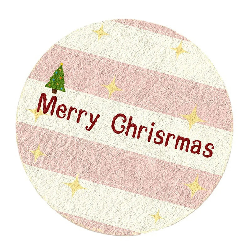 Alien-shaped round Christmas carpet in imitation cashmere with Christmas colour patterns