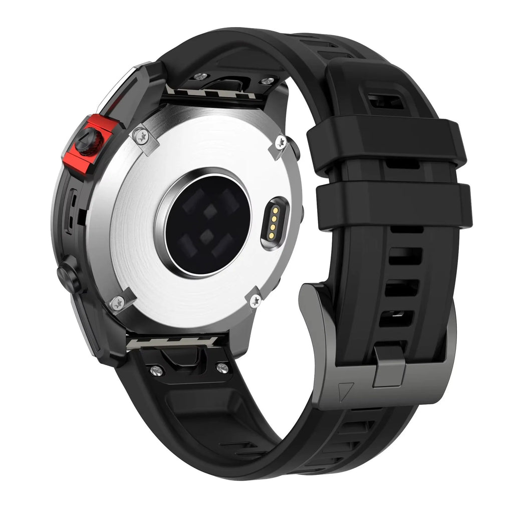 Jiaming Fenix7 quick release silicone watchband in multiple colours showing sports style and sizing options