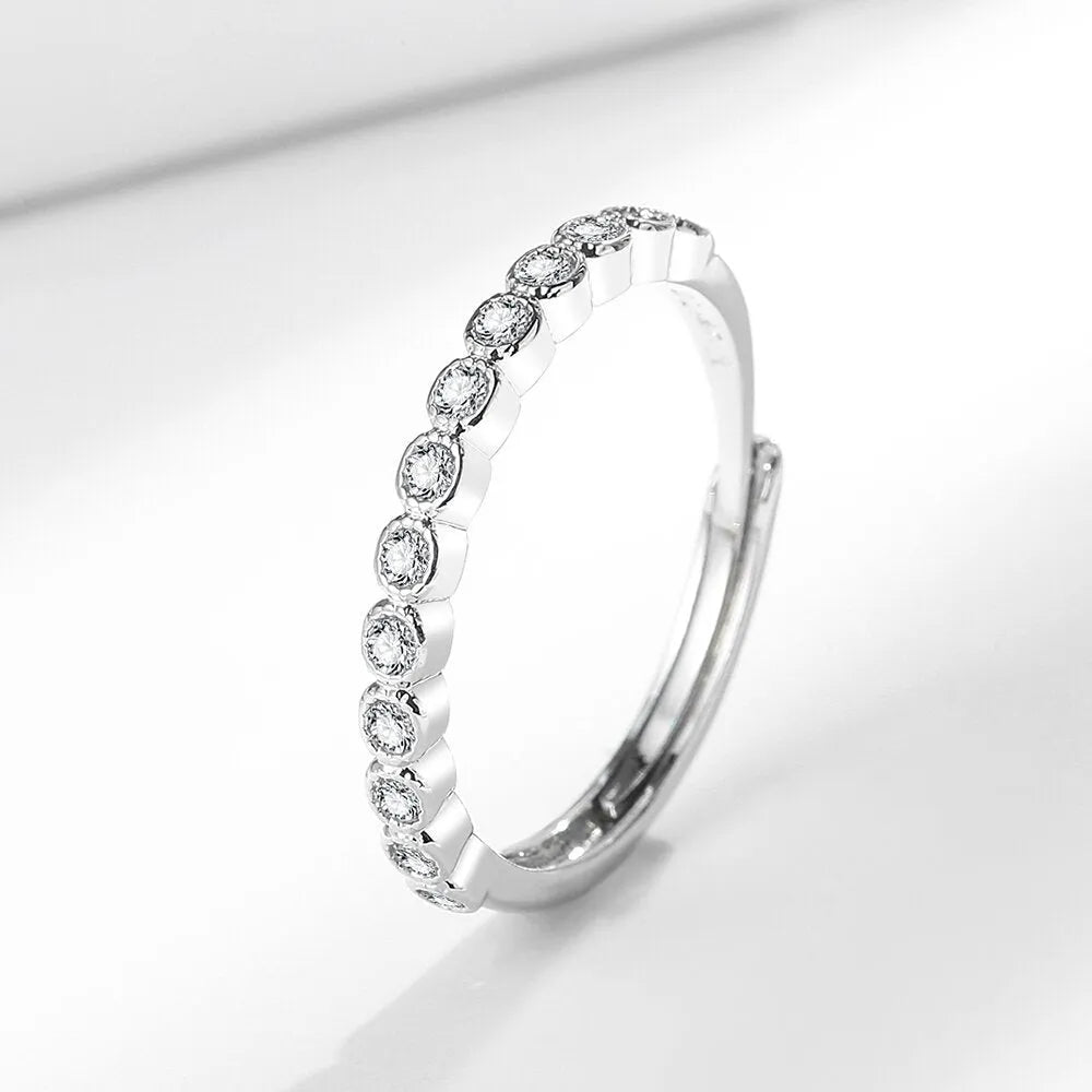 Geometric diamond tail ring with open mouth adjustable design in white gold or yellow gold colour finish