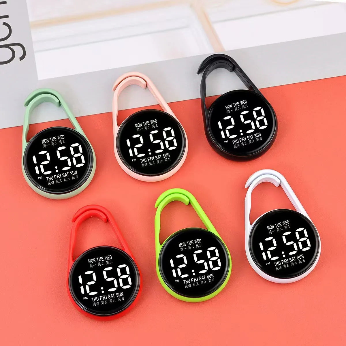 LED luminous digital electronic watch with plastic strap in choice of 10 colours on wrist