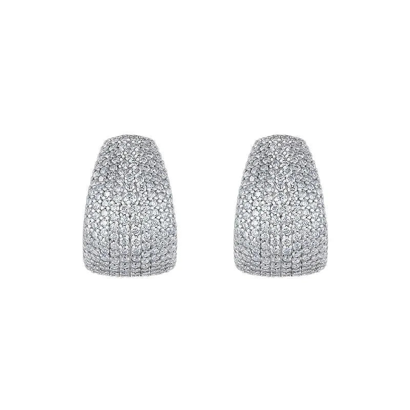 Geometric S925 sterling silver ear studs with moissanite stones in GRA gift box