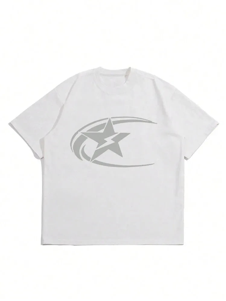Men's pure cotton T-shirt with Japanese retro design in dark grey colour