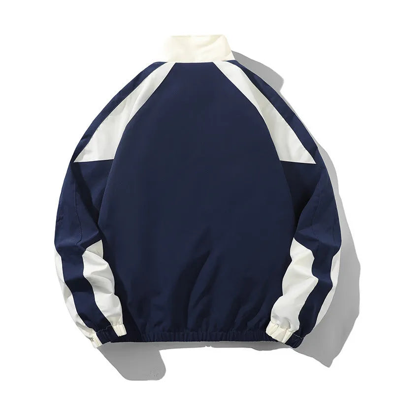 Men's casual jacket with contrast stitching in polyester fabric for spring and autumn outdoor wear