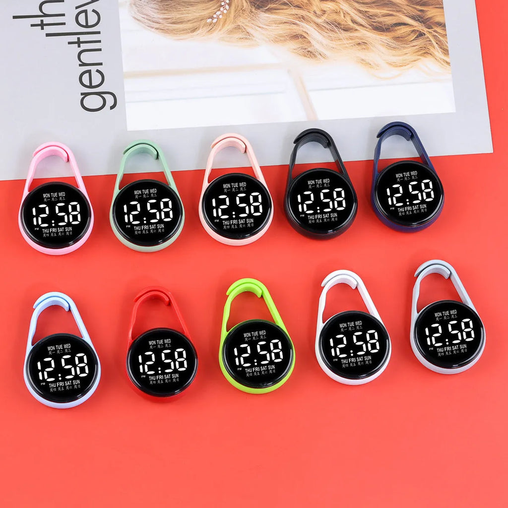 LED luminous digital electronic watch with plastic strap in choice of 10 colours on wrist