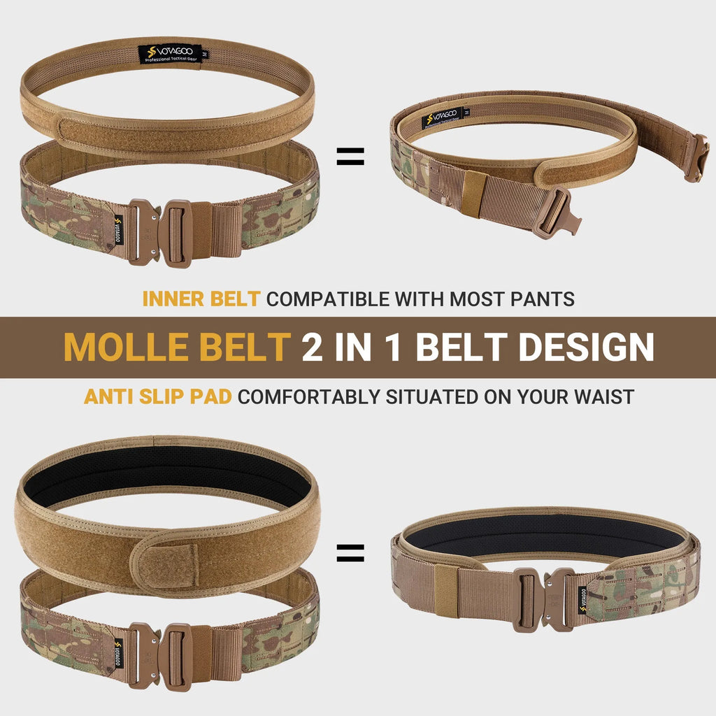 VOTAGOO 2-inch wide tactical belt with alloy quick-release buckle in CP camouflage colour.