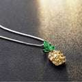 Silver plated women's necklace with a geometric pineapple diamond pendant charm.
