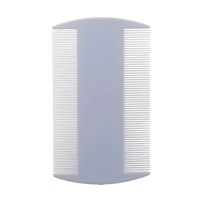 A plastic fine-toothed double-edged lice and flea comb shown in one of its eight available colour options.
