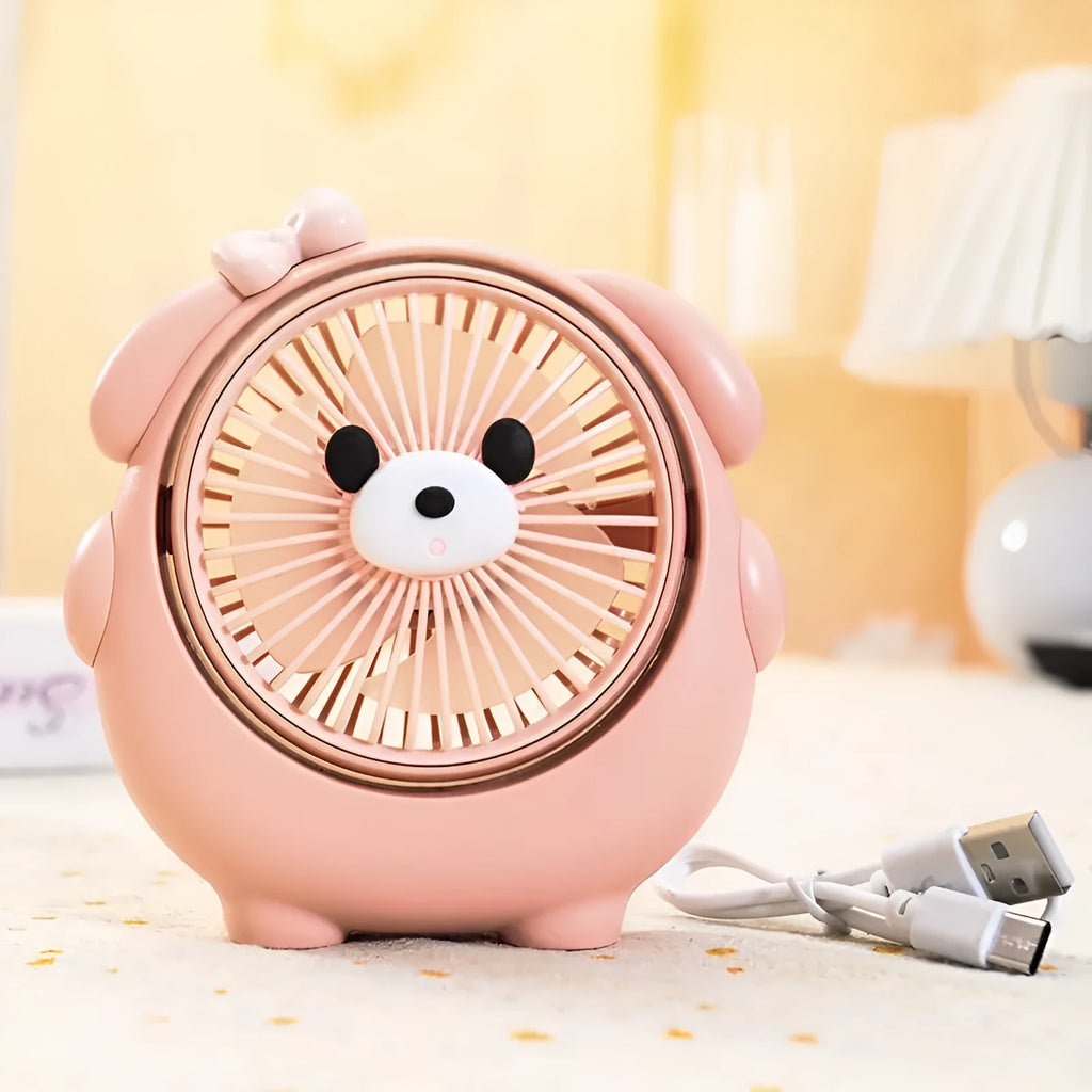 USB-powered desktop electric fan for dogs in one of six colours including bear brown and apricot puppy