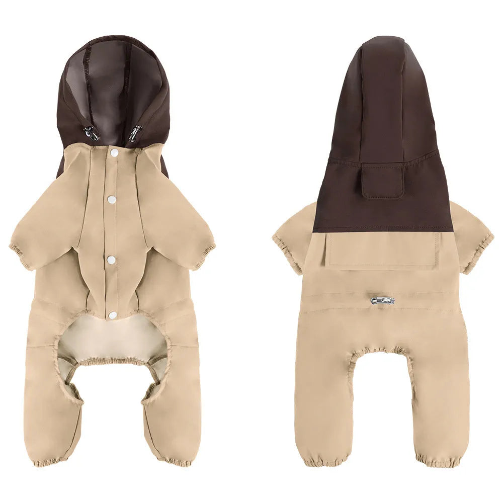 British style waterproof and dustproof dog shell jacket for small medium pets in polyester material